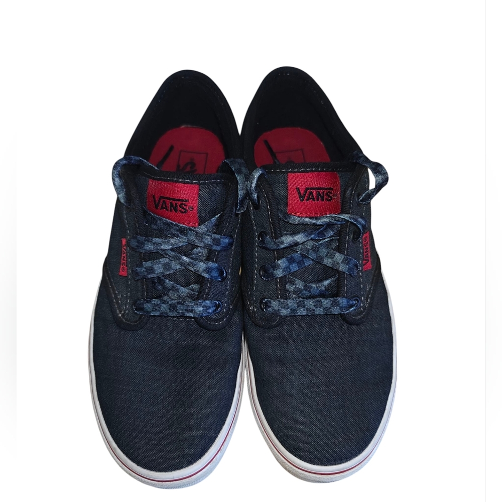 Vans Unisex Youth Black and Red Checkered Sneakers Size 4
